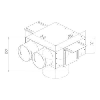 Присоединительная коробка потолочная Provent VPS 125/75×2 на 2 выхода, круглая
