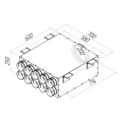 Присоединительная коробка Provent KV 200/90×10 на 10 выходов