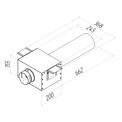 Присоединительная коробка Provent VPDL 125/90×1 на 1 выход (L=400), прямая круглая