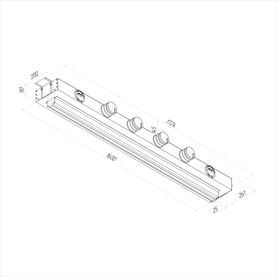 Вентиляционная решетка щелевая Provent VPNDG 1500/75х6 для гипсокартона на 6 выходов