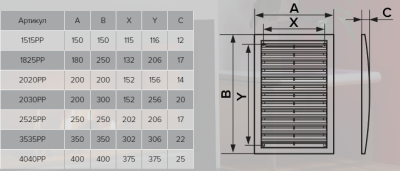 Вентиляционная решетка вытяжная АБС 350х350 ЭРА 3535РР