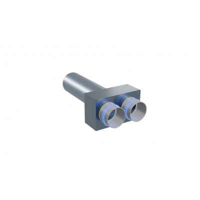 Вентиляционный прямой пленум Flexag PWP-125/90x2, D125, на 2 выxода, L=300 мм
