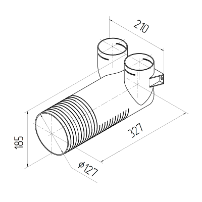 Присоединительная коробка Provent VPP 125/75×2 на 2 выхода, угловая круглая